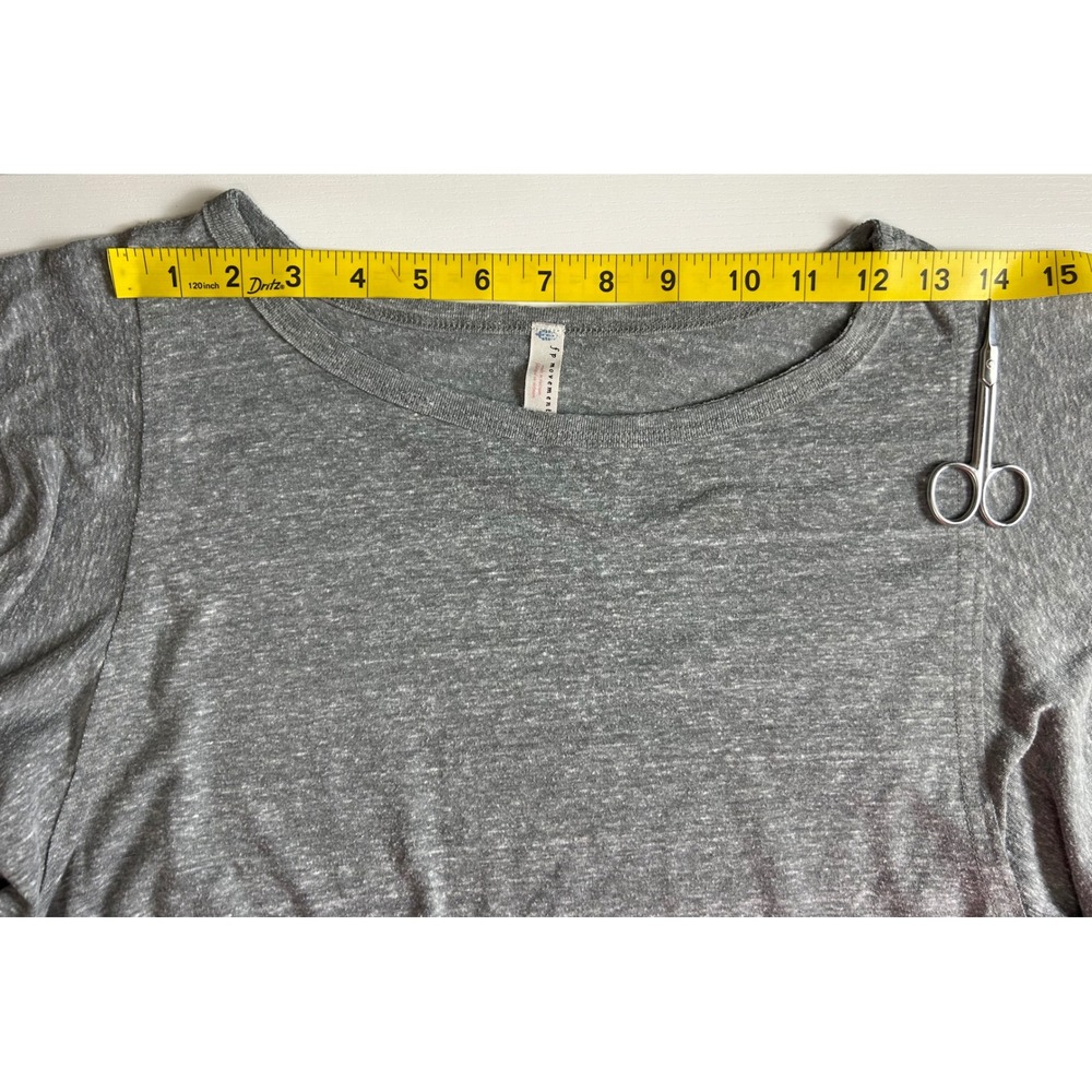 FP Movement Free People Gray Flutter Sleeve Crop Top Large Scoop Neck Boxy Tee - Picture 3 of 9